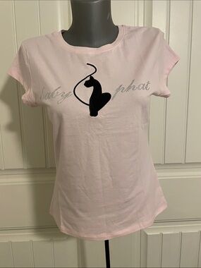 Baby Phat Light Pink Tee with Black Cat Graphic